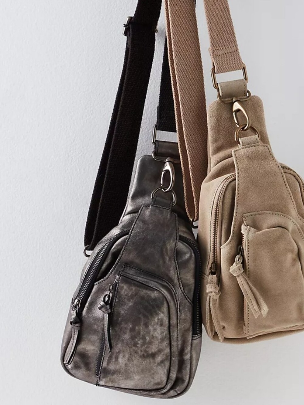 NWT Free People Hudson Sling Crossbody Bag - Gunmetal Metallic